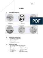 Test Paper: I. Look, Read and Choose. (20 P)