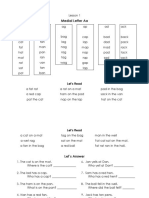 Medial Letter Aa: Let's Read