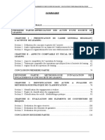 Evaluation Du Tableau D'engagements D'une Societe de Leasing Proposition D'une Demarche Pratique