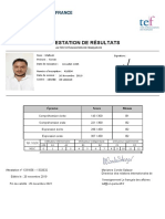 Attestation de Résultats: Épreuve Score Niveau