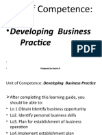 Unit of Competence:: - Developing Business