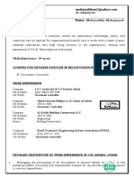 Name: Mohiyuddin Mohammed: Company: Job Duration: From 1997 To 2001 Job Profile: Document Controller