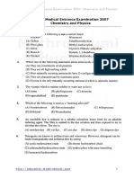 Kerala Medical Entrance Examination 2007: Chemistry and Physics