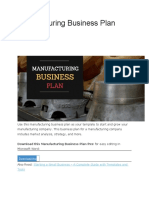 Manufacturing Business Plan