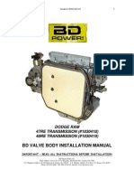 BD Valve Body Installation Manual: Dodge Ram 47RE TRANSMISSION (#1030418) 48RE TRANSMISSION (#1030419)