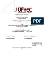 Análisis de La Ley No. 63-17 en El Procedimiento de Incautación de Vehículos. Período 2018-2019