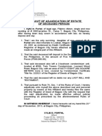 Affidavit of Adjudication of Estate of Deceased Person: Fortal Who Died Intestate in Loakan, Baguio City, On November