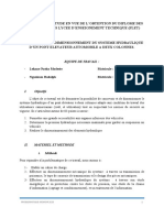 Etude Et Dimensionnement Du Système Hydraulique D'un Pont Élévateur A Deux Colonnes