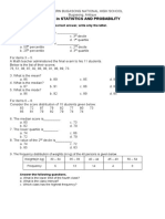 Exam in Statistics and Probability: II. Multiple Choice. Choose The Correct Answer, Write Only The Letter