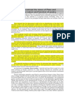 4-Compare and Contrast The Views of Plato and Aristotle On The Nature and Function of Poetry