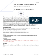 Introduction To PHY008: Atomic and Nuclear Physics: Prof. L. Roszkowski, F9c, (23580), L.roszkowski@shef - Ac.uk