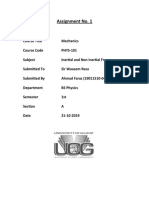 Mechanics - Inertial and Non-Inertial Frames - 19011510-006