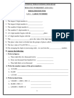 L # 1: Large Numbers I. Fill in The Blanks:: Iisb/Maths/Stdiv/Ws01