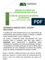 Aula de Contabilidade Analitica - Analise Ponto de Equilibrio Unisantiago Ii PDF