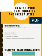 Le Sson 6: Solvin G Ration Al Equat Ion Andinequalities