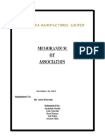 Memo of Association Pcfa