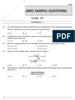 Class - 7 - UIMO - Sample Questions With KEY & Sol.