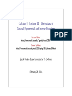 Calculus I - Lecture 11 - Derivatives of General Exponential and Inverse Functions