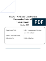 CE 262 - Civil and Construction Engineering Materials Lab Report