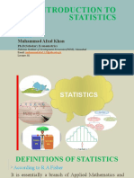 Introduction To Statistics: Muhammad Afzal Khan