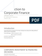 Introduction To Corporate Finance: Corporatefinance Dr. Amnisuhailahabarahan Ja N Ua Ry, 2 0 2 0