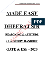 Made Easy Dheeraj Sir: Reasoning & Aptitude Classroom Handout