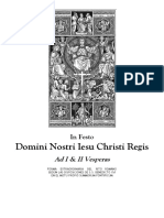 Fiesta de Nuestro Señor Jesucristo Rey Del Universo. (Último Domingo de Octubre) I & II Vísperas Gregorianas.