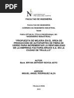 Propuesta de Mejora en El Área de Producción de Autopartes de Fibras de Vidrio para Incrementar La Rentabilibidad de La Empresa Factoría Bruce S.A. en La Ciudad de Trujillo PDF