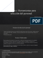 Técnicas y Herramientas para Selección Del Personal