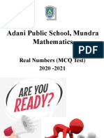 Adani Public School, Mundra Mathematics: Real Numbers (MCQ Test) 2020 - 2021