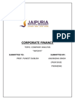 Corporate Finance: Topic: Company Analysis "Infosys"