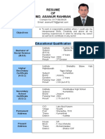 Resume OF Md. Asanur Rahman: Educational Qualification