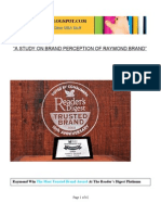 "A Study On Brand Perception of Raymond Brand": The Most Trusted Brand Award