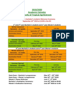 2019/2020 Academic Calendar Faculty of Tropical Agrisciences