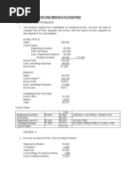 Key To Exercise Problems: Afar 2: Home Office and Branch Accounting