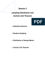 Sampling Distribution and Central Limit Theorem: Session 2