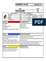 Hoja MSDS - Polvo de Zinc