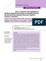 Factores Asociados Al Síndrome de Fragilidad en Adultos Mayores Que Acuden A Consulta Externa de Geriatría Del Hospital Nacional Hipólito Unanue, Lima-Perú