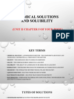 Chemical Solutions and Solubility: (Unit Ii Chapter 5 of Your Book)