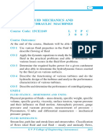 Fluid Mechanics and Hydraulic Machines: Course Code: 15CE1169 L T P C 3 0 0 3