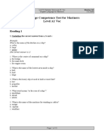 Language Competence Test For Mariners Level A1 Voc: Reading 1