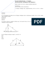 LISTA DE EXERCÍCIOS - Relaçoes Metricas No Triangulo Retangulo