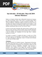 Informe Misionero El Salvador Mayo 2019