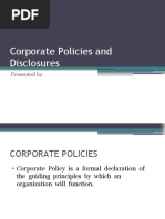 Corporate Policies and Disclosures: Presented by