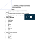 Classification of Unconventional Machining Processes