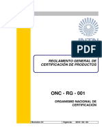 ONC-RG-001 Reglamento General de Certificacion de Productos. Rev 01. 2