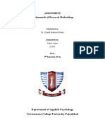 Assignment Fundamentals of Research Methodology: Dr. Khalid Mahmod Bhatti