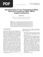 Development of Low Temperature Melt Growth Process For Bulk YBCO Superconductors