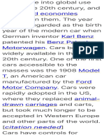 Cars Came Into Global Use During The 20th Century, and Developed Economies