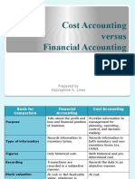 Cost Accounting Versus Financial Accounting: Prepared by Hazraphine S. Linso